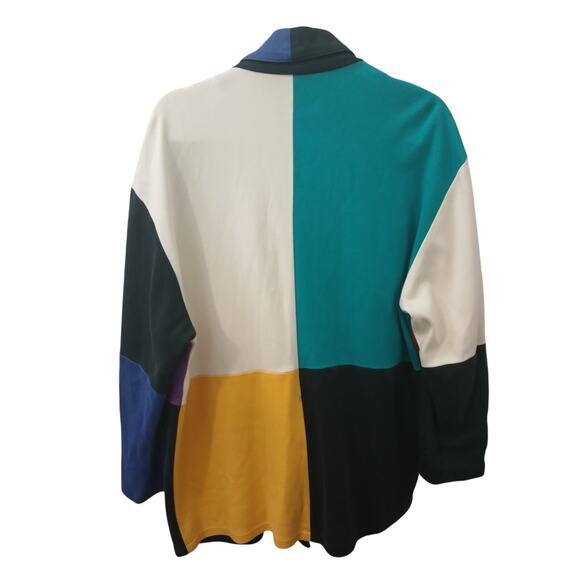 I.B. Diffusion VINTAGE 80’s Multicolor Color Block Blazer Pockets Relaxed Fit  L - Picture 14 of 14